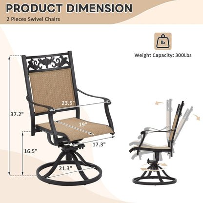 EROMMY Swivel Patio Dining Chairs Set of 2, Outdoor Wicker Aluminum Swivel ChairSwivel Rocker with All-Weather Aluminum Frame