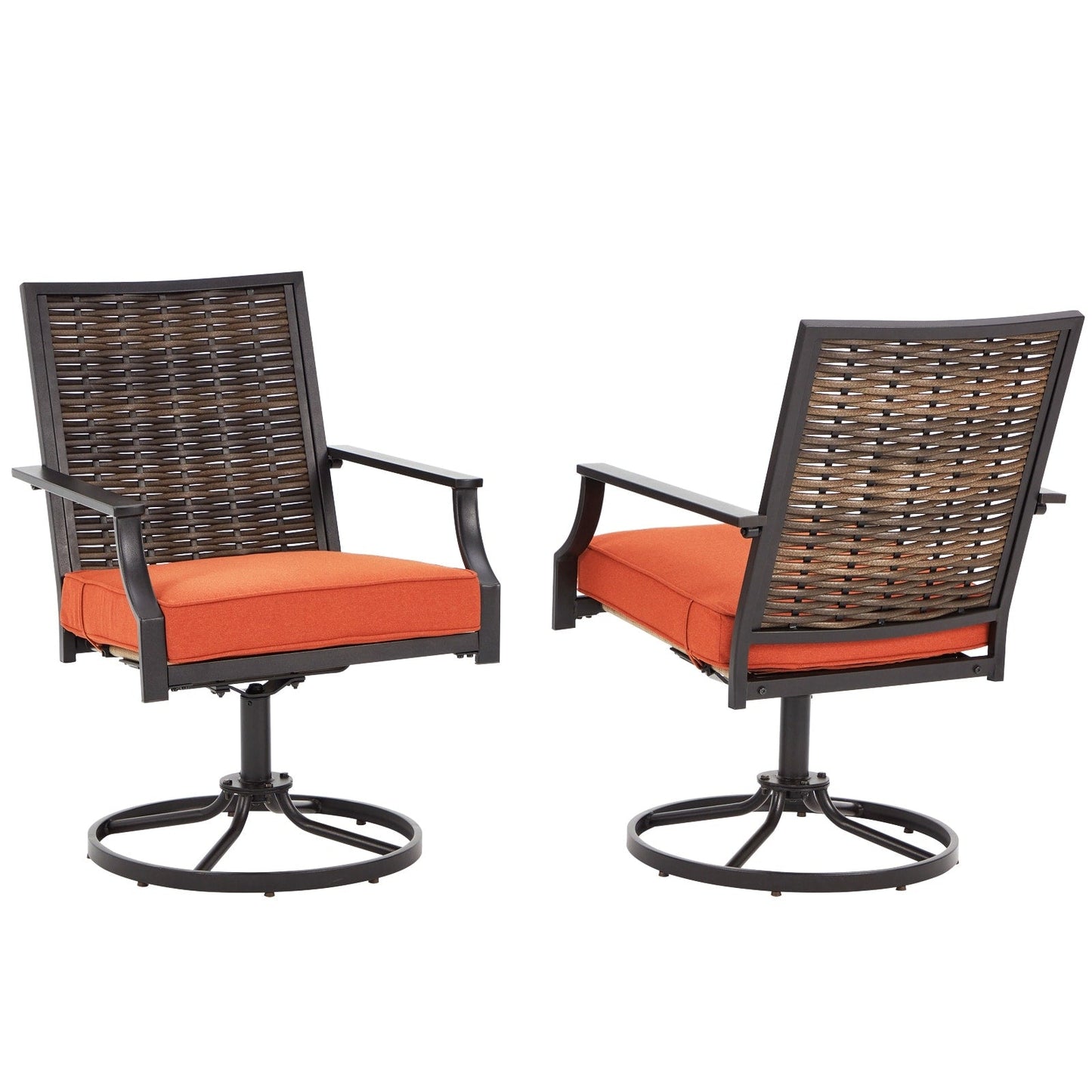 EROMMY Swivel Patio Dining Chairs Set of 2, Outdoor Wicker Aluminum Swivel ChairSwivel Rocker with All-Weather Aluminum Frame