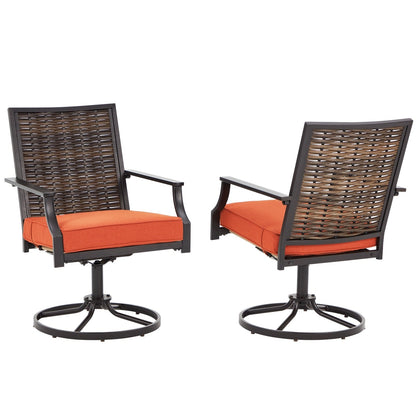EROMMY Swivel Patio Dining Chairs Set of 2, Outdoor Wicker Aluminum Swivel ChairSwivel Rocker with All-Weather Aluminum Frame