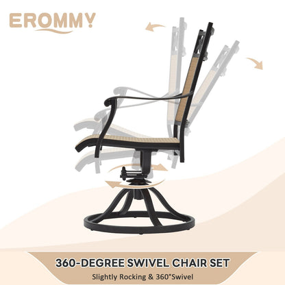 EROMMY Swivel Patio Dining Chairs Set of 2, Outdoor Wicker Aluminum Swivel ChairSwivel Rocker with All-Weather Aluminum Frame