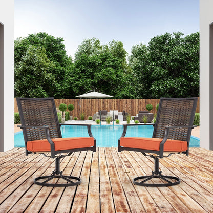 EROMMY Swivel Patio Dining Chairs Set of 2, Outdoor Wicker Aluminum Swivel ChairSwivel Rocker with All-Weather Aluminum Frame