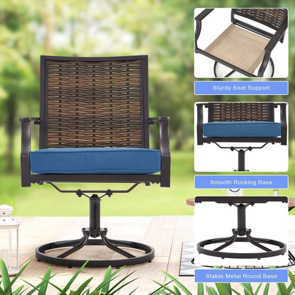 EROMMY Swivel Patio Dining Chairs Set of 2, Outdoor Wicker Aluminum Swivel ChairSwivel Rocker with All-Weather Aluminum Frame