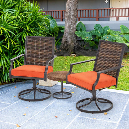 EROMMY Swivel Patio Dining Chairs Set of 2, Outdoor Wicker Aluminum Swivel ChairSwivel Rocker with All-Weather Aluminum Frame