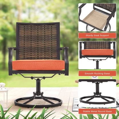 EROMMY Swivel Patio Dining Chairs Set of 2, Outdoor Wicker Aluminum Swivel ChairSwivel Rocker with All-Weather Aluminum Frame
