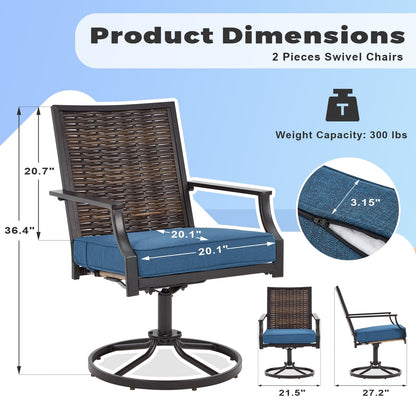 EROMMY Swivel Patio Dining Chairs Set of 2, Outdoor Wicker Aluminum Swivel ChairSwivel Rocker with All-Weather Aluminum Frame