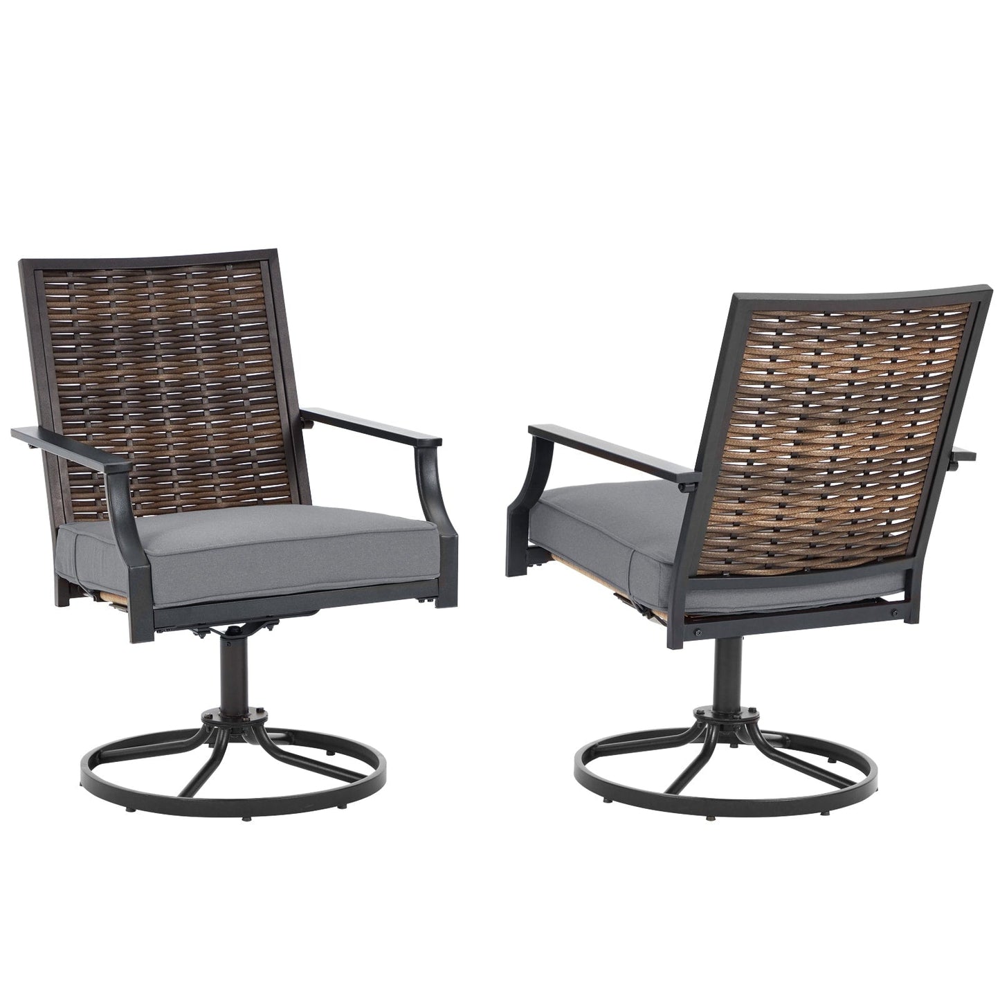 EROMMY Swivel Patio Dining Chairs Set of 2, Outdoor Wicker Aluminum Swivel ChairSwivel Rocker with All-Weather Aluminum Frame