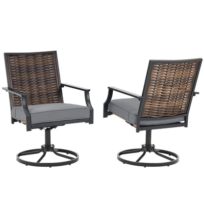 EROMMY Swivel Patio Dining Chairs Set of 2, Outdoor Wicker Aluminum Swivel ChairSwivel Rocker with All-Weather Aluminum Frame