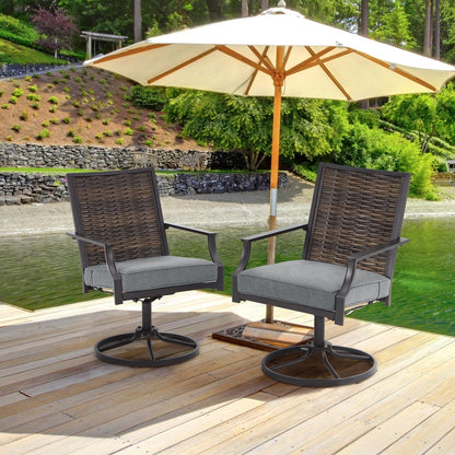 EROMMY Swivel Patio Dining Chairs Set of 2, Outdoor Wicker Aluminum Swivel ChairSwivel Rocker with All-Weather Aluminum Frame