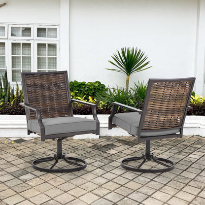 EROMMY Swivel Patio Dining Chairs Set of 2, Outdoor Wicker Aluminum Swivel ChairSwivel Rocker with All-Weather Aluminum Frame