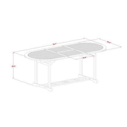 East West Furniture Outdoor Patio Dining Sets- an Oval Acacia Wood Table and Folding Arm Chairs, Natural Oil (Pieces Options)