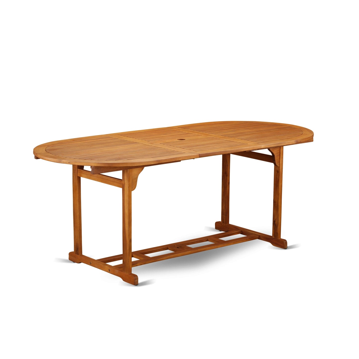 East West Furniture Outdoor Patio Dining Sets- an Oval Acacia Wood Table and Folding Arm Chairs, Natural Oil (Pieces Options)