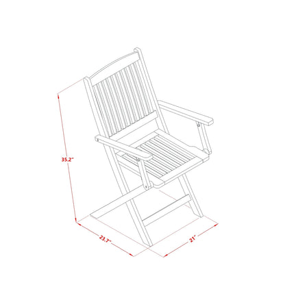 East West Furniture Outdoor Patio Dining Sets- an Oval Acacia Wood Table and Folding Arm Chairs, Natural Oil (Pieces Options)