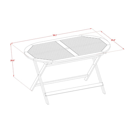 East West Furniture Patio Bistro Dining Furniture Set- Acacia Wood Table and 4 Folding Arm Chairs, Natural Oil (Pieces Options)