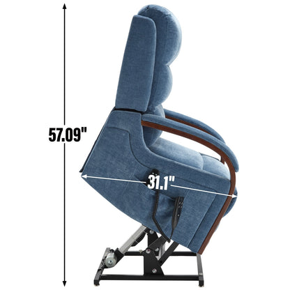 Electric Chenille Lift Recliner with Dual Motors, Infinite Recline Positions, Heat & 8-Point Massage, Solid Wood Armrests