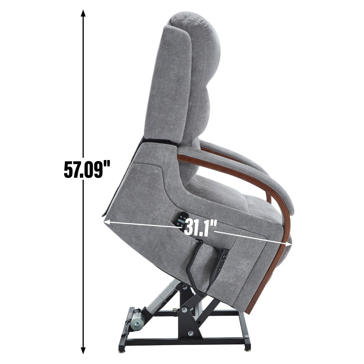 Electric Chenille Lift Recliner with Dual Motors, Infinite Recline Positions, Heat & 8-Point Massage, Solid Wood Armrests