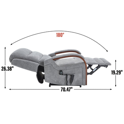 Electric Chenille Lift Recliner with Dual Motors, Infinite Recline Positions, Heat & 8-Point Massage, Solid Wood Armrests