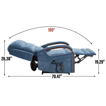 Electric Chenille Lift Recliner with Dual Motors, Infinite Recline Positions, Heat & 8-Point Massage, Solid Wood Armrests