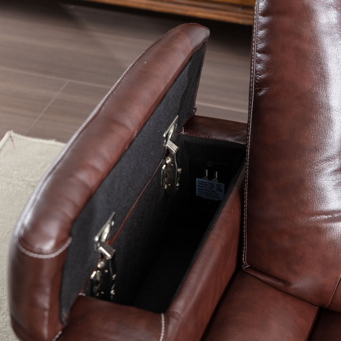 Electric Home Theater Overstuffed Single Reclining Sofa with Hidden Arm Storage