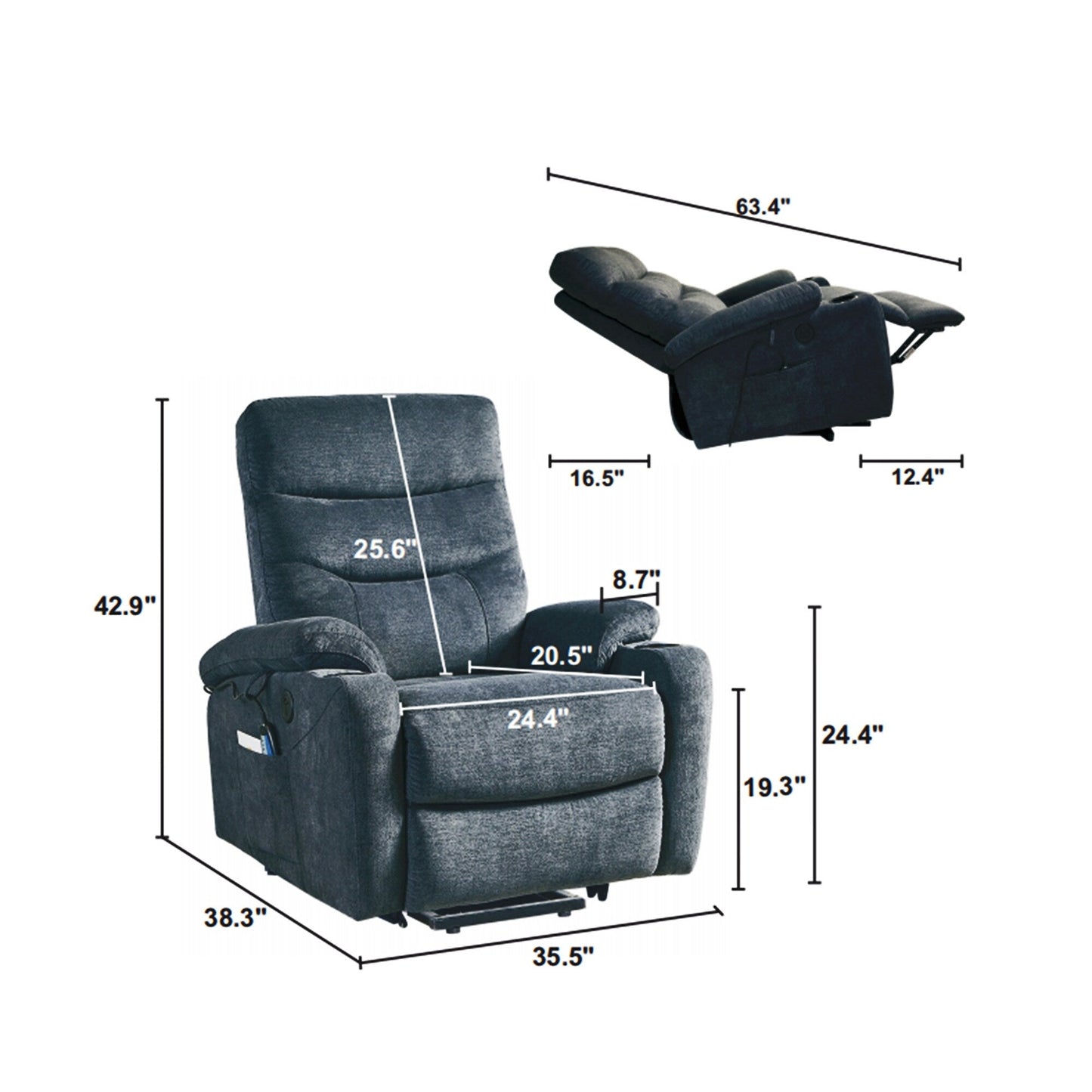 Electric Lift Massage Recliner with Lumbar Heat, 350?lbs & 45°-165° Recline