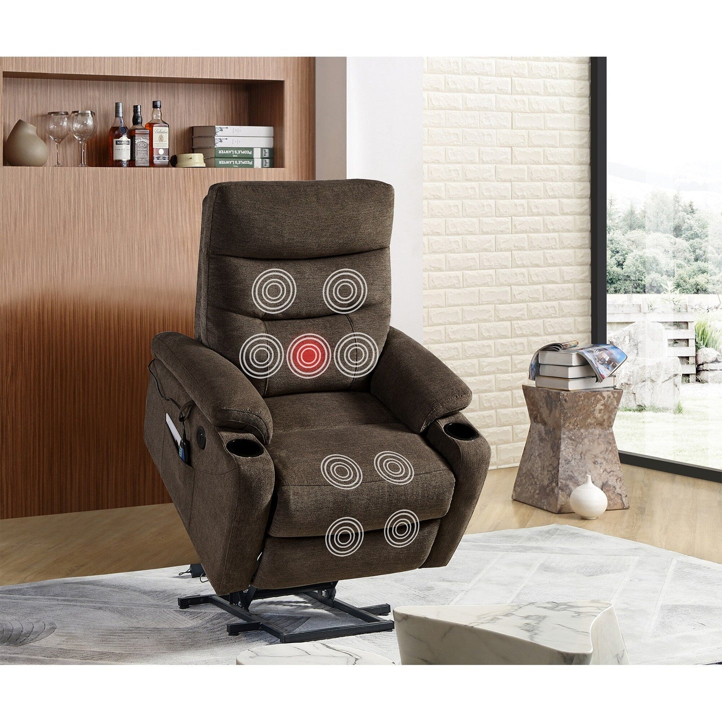 Electric Lift Massage Recliner with Lumbar Heat, 350?lbs & 45°-165° Recline