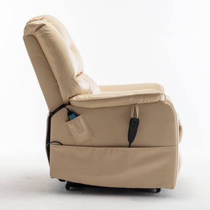 Electric Lift Recliner Chair for Elderly with 180Â° Full Recline, OKIN Motor, Wide Seat, and Side Pockets