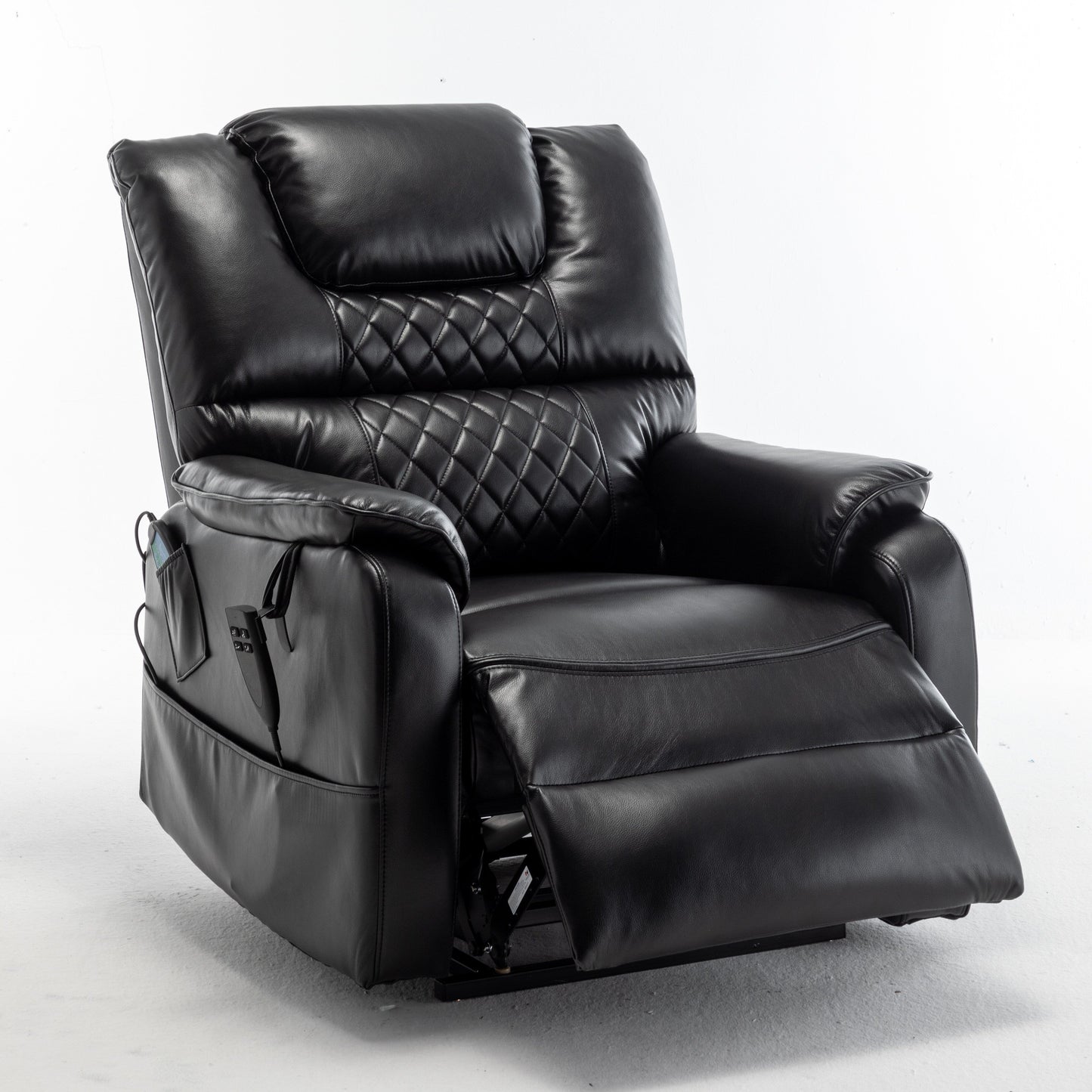 Electric Lift Recliner Chair for Elderly with 180Â° Full Recline, OKIN Motor, Wide Seat, and Side Pockets