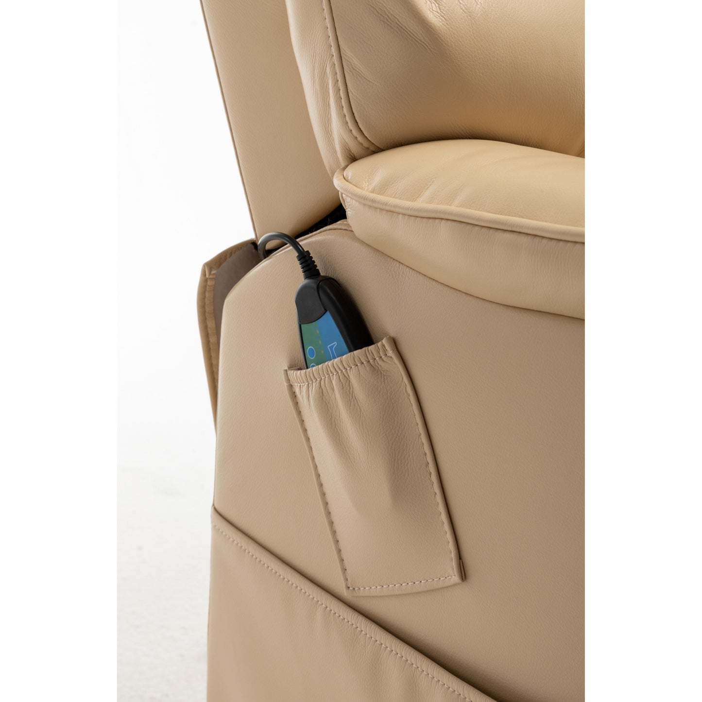 Electric Lift Recliner Chair for Elderly with 180Â° Full Recline, OKIN Motor, Wide Seat, and Side Pockets