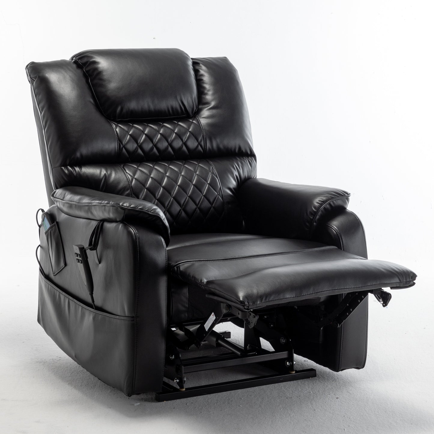 Electric Lift Recliner Chair for Elderly with 180Â° Full Recline, OKIN Motor, Wide Seat, and Side Pockets