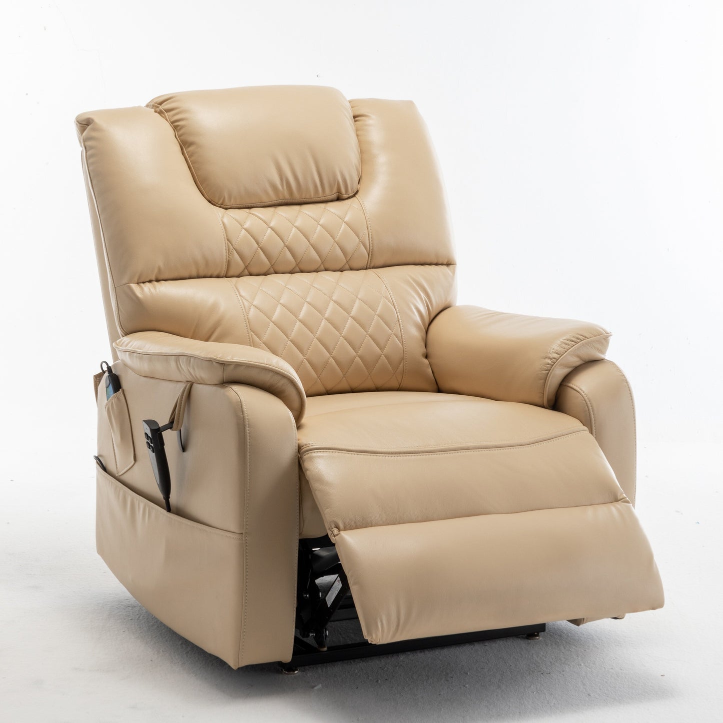 Electric Lift Recliner Chair for Elderly with 180Â° Full Recline, OKIN Motor, Wide Seat, and Side Pockets