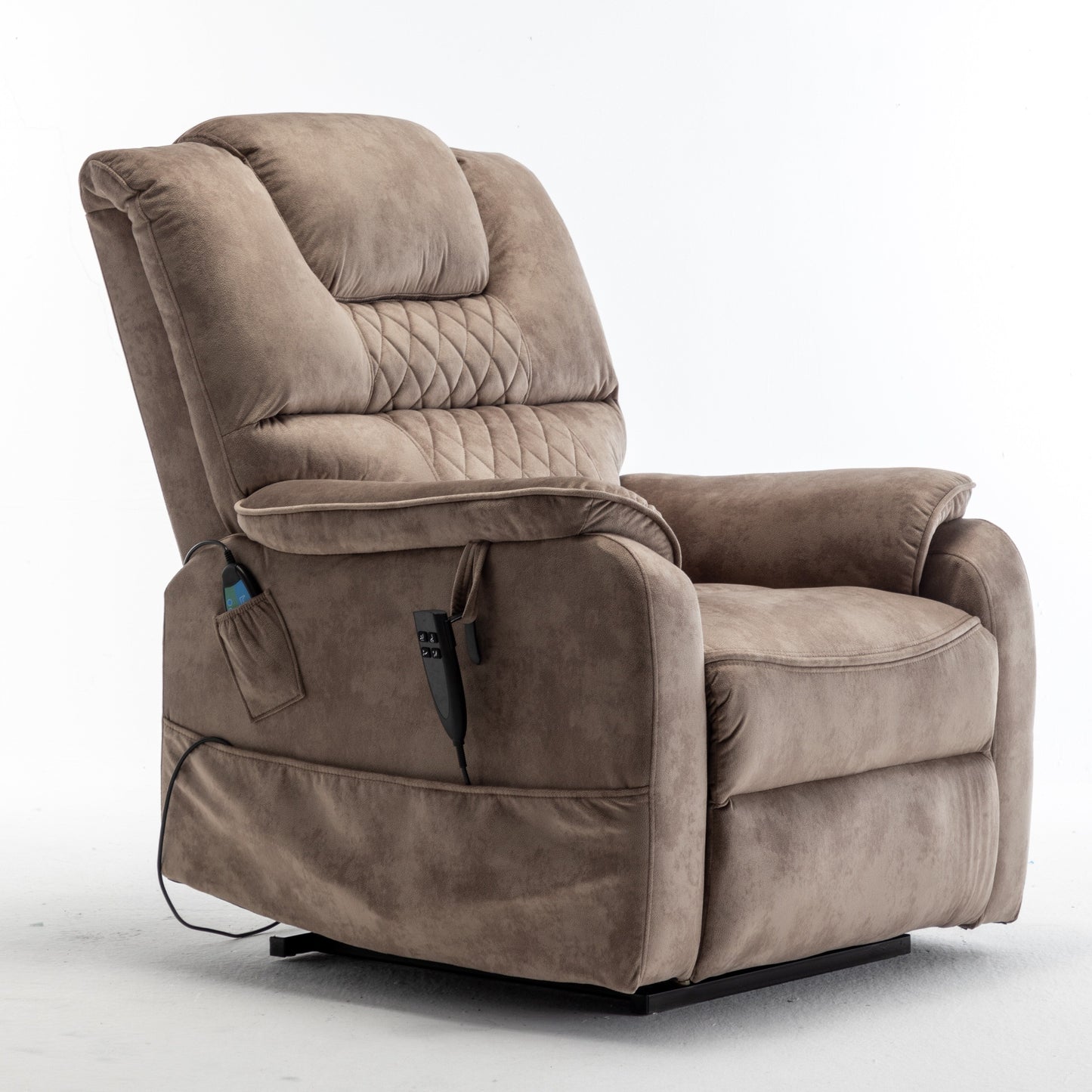 Electric Lift Recliner Chair for Elderly with 180Â° Full Recline, OKIN Motor, Wide Seat, and Side Pockets