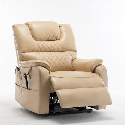 Electric Lift Recliner Chair for Elderly with 180Â° Full Recline, OKIN Motor, Wide Seat, and Side Pockets