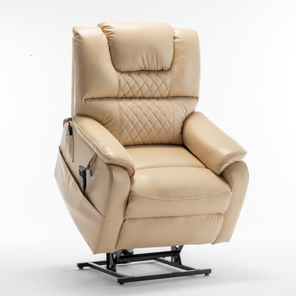 Electric Lift Recliner Chair for Elderly with 180Â° Full Recline, OKIN Motor, Wide Seat, and Side Pockets