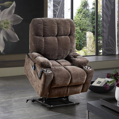 Electric Lift Recliner Sofa with Massage and Heating, 8 Vibrating Points, 1 Lumbar Heating Point, Adjustable Backrest Footrest