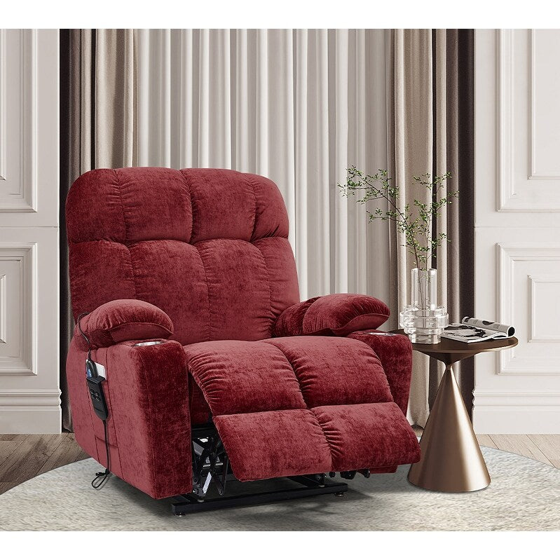 Electric Lift Recliner Sofa with Massage and Heating, 8 Vibrating Points, 1 Lumbar Heating Point, Adjustable Backrest Footrest