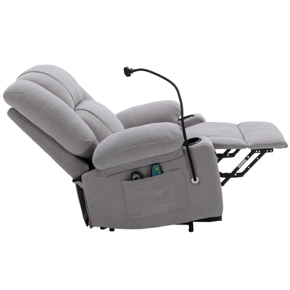 Electric Lift Recliner featuring Massage, Heating, Cup Holders & 360Â° Swivel Phone Stand with Adjustable Recline
