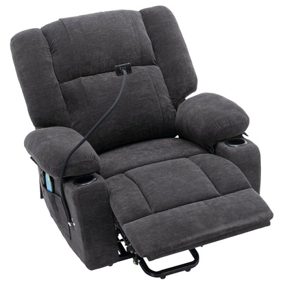 Electric Lift Recliner featuring Massage, Heating, Cup Holders & 360Â° Swivel Phone Stand with Adjustable Recline