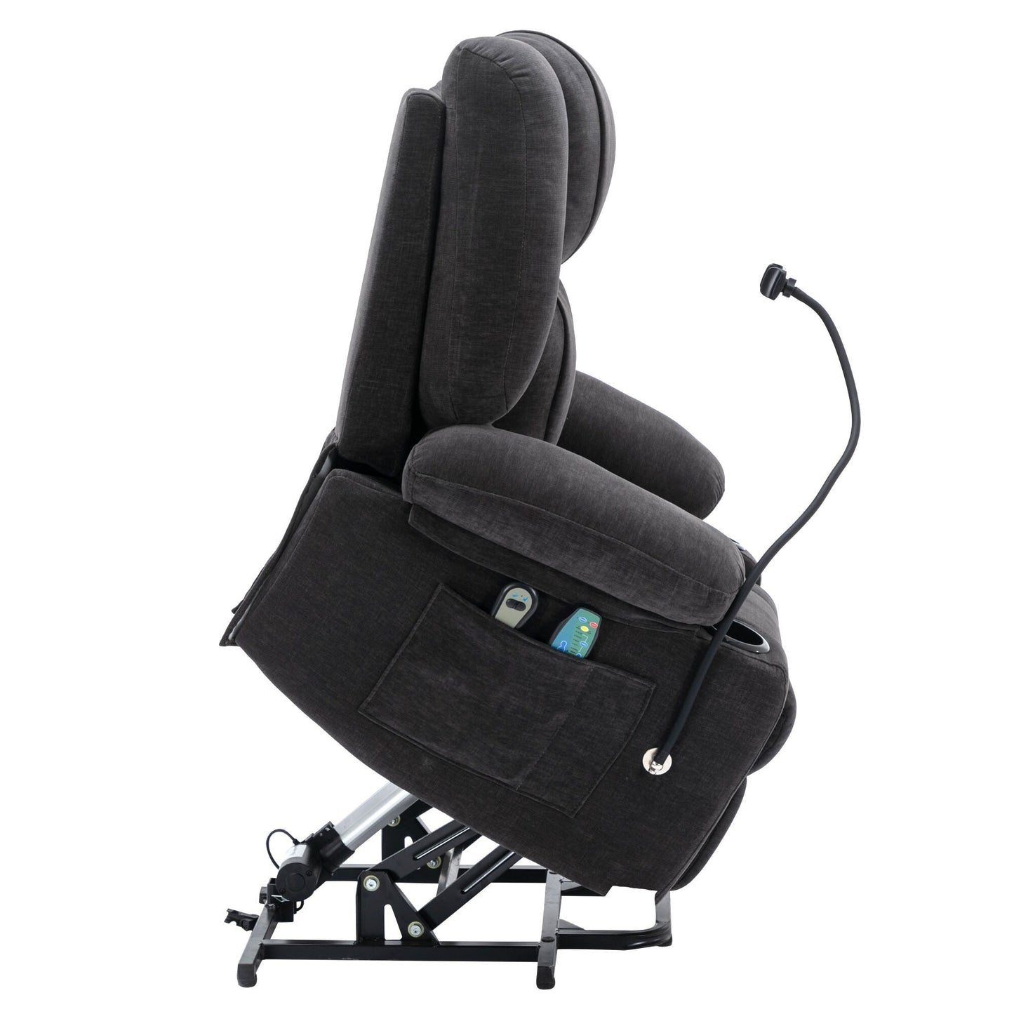 Electric Lift Recliner featuring Massage, Heating, Cup Holders & 360Â° Swivel Phone Stand with Adjustable Recline