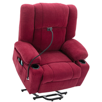 Electric Lift Recliner featuring Massage, Heating, Cup Holders & 360Â° Swivel Phone Stand with Adjustable Recline