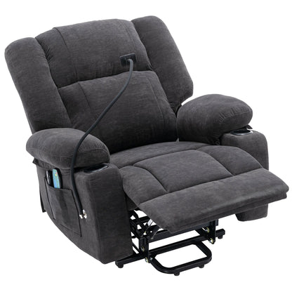 Electric Lift Recliner featuring Massage, Heating, Cup Holders & 360Â° Swivel Phone Stand with Adjustable Recline