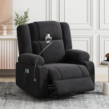 Electric Lift Recliner featuring Massage, Heating, Cup Holders & 360Â° Swivel Phone Stand with Adjustable Recline