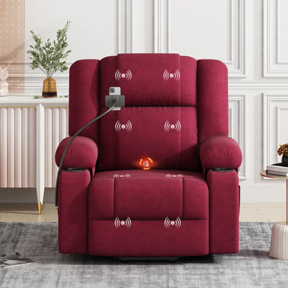 Electric Lift Recliner featuring Massage, Heating, Cup Holders & 360Â° Swivel Phone Stand with Adjustable Recline
