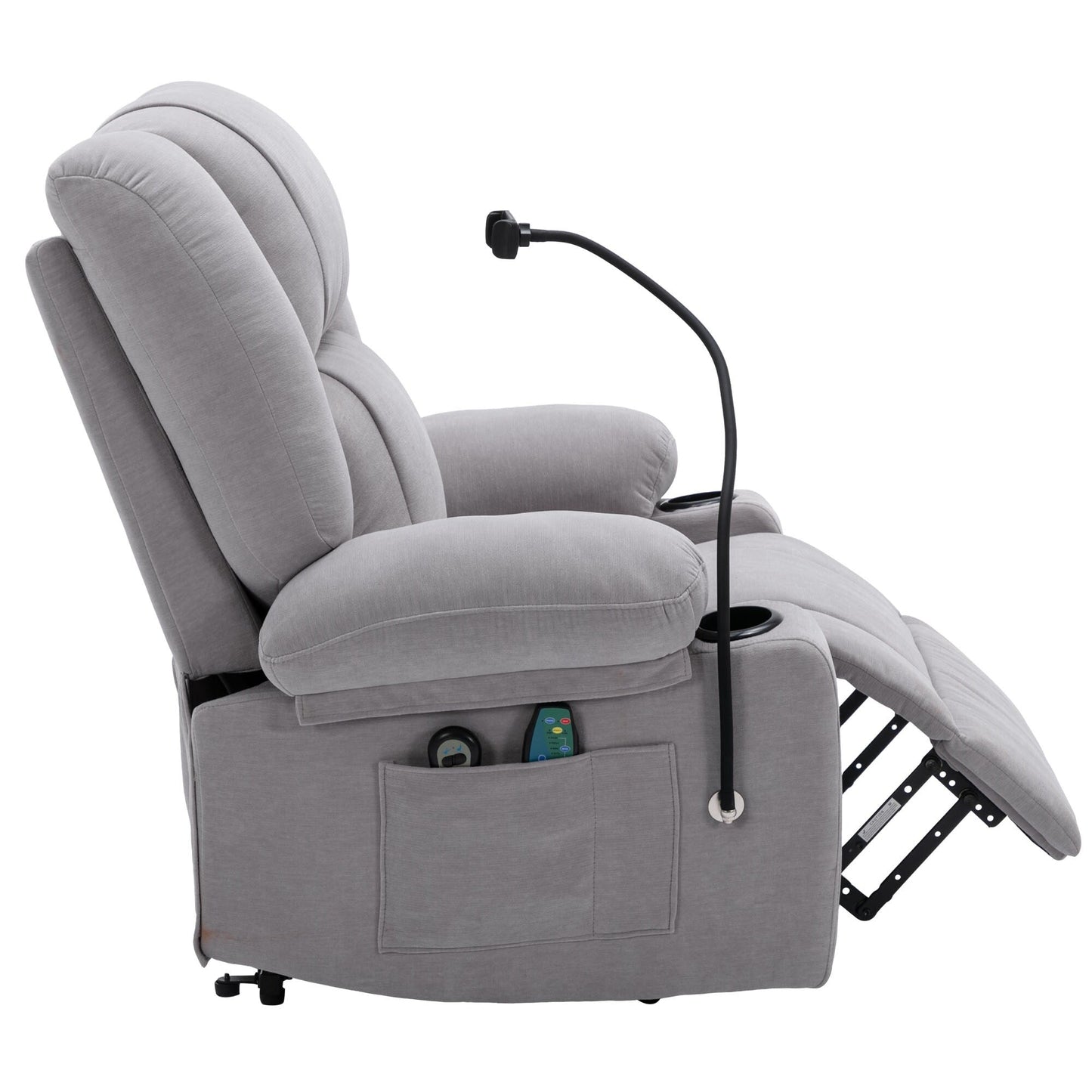 Electric Lift Recliner featuring Massage, Heating, Cup Holders & 360Â° Swivel Phone Stand with Adjustable Recline