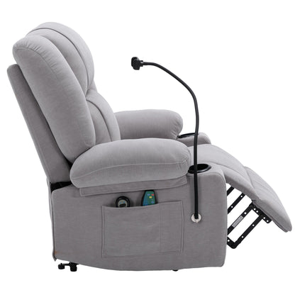 Electric Lift Recliner featuring Massage, Heating, Cup Holders & 360Â° Swivel Phone Stand with Adjustable Recline
