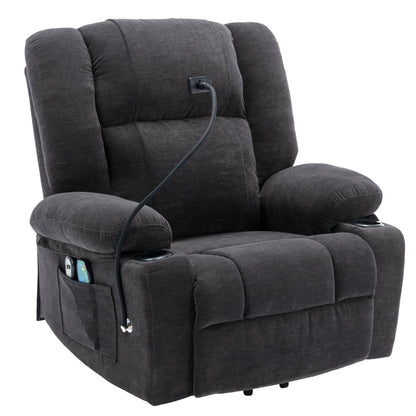 Electric Lift Recliner featuring Massage, Heating, Cup Holders & 360Â° Swivel Phone Stand with Adjustable Recline