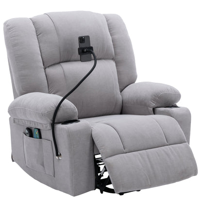 Electric Lift Recliner featuring Massage, Heating, Cup Holders & 360Â° Swivel Phone Stand with Adjustable Recline