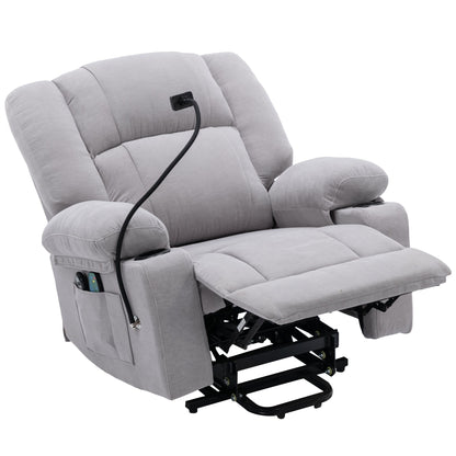 Electric Lift Recliner featuring Massage, Heating, Cup Holders & 360Â° Swivel Phone Stand with Adjustable Recline