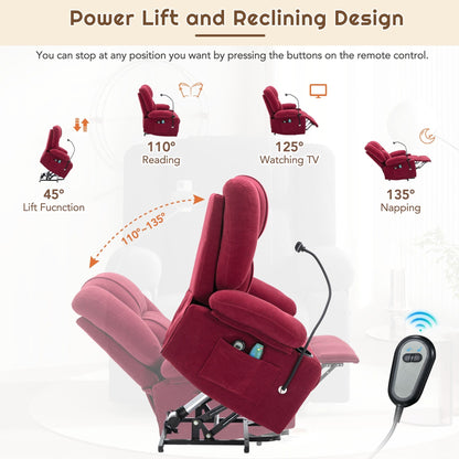 Electric Lift Recliner featuring Massage, Heating, Cup Holders & 360Â° Swivel Phone Stand with Adjustable Recline