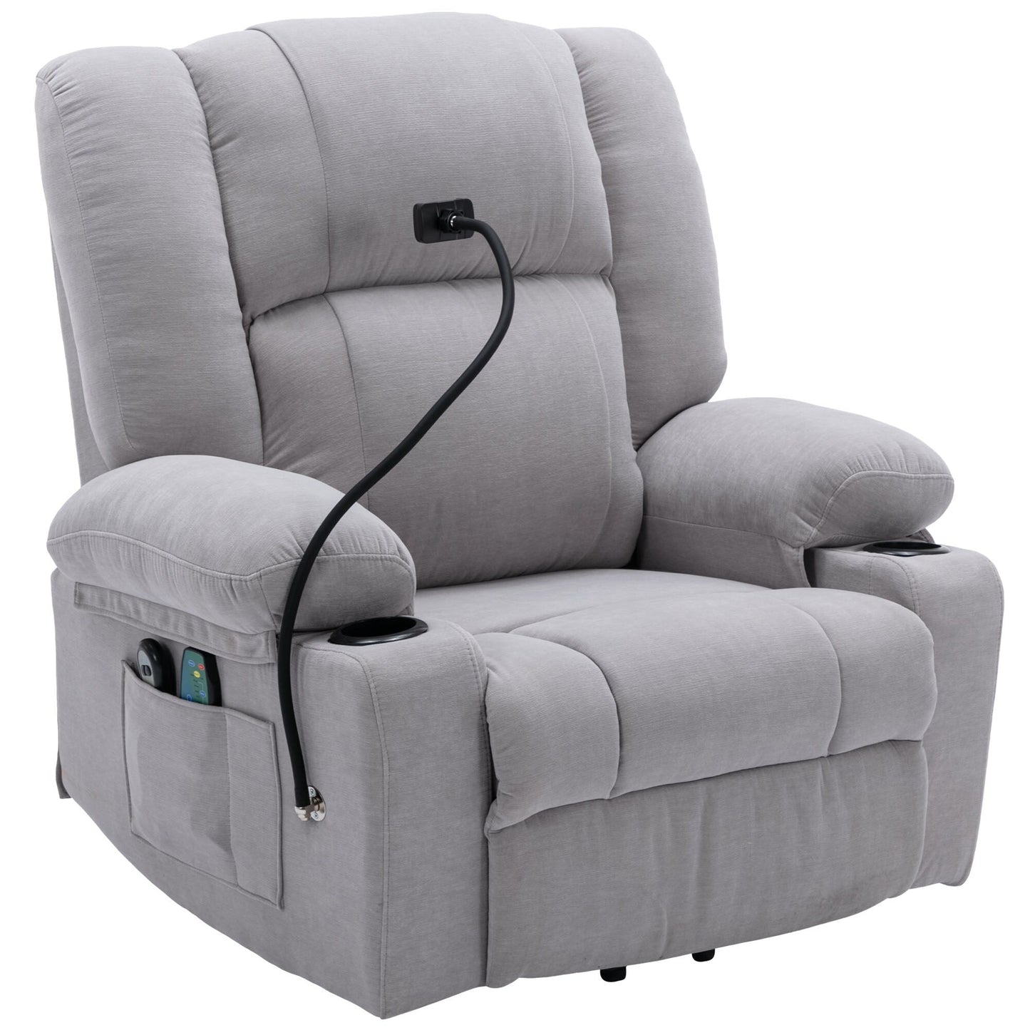 Electric Lift Recliner featuring Massage, Heating, Cup Holders & 360Â° Swivel Phone Stand with Adjustable Recline