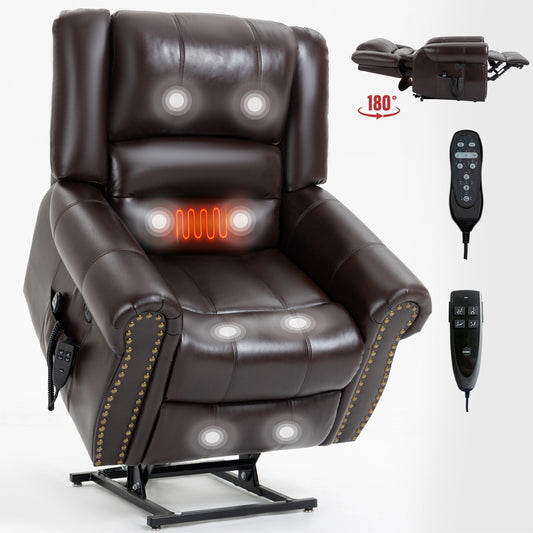 Electric Lift Recliner with Dual Motors, Massage, Heat, USB & Storage