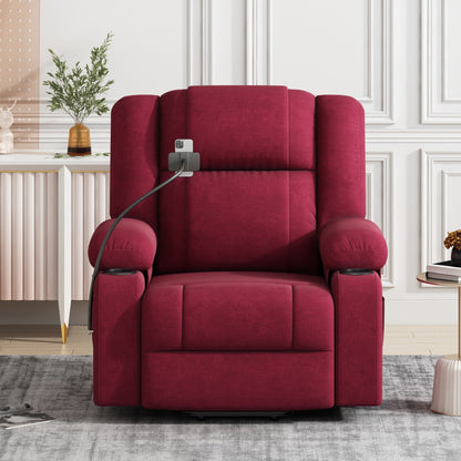 Electric Lift Recliner with Massage, Heating, Cup Holders & 360° Swivel Phone Stand, Adjustable Recline